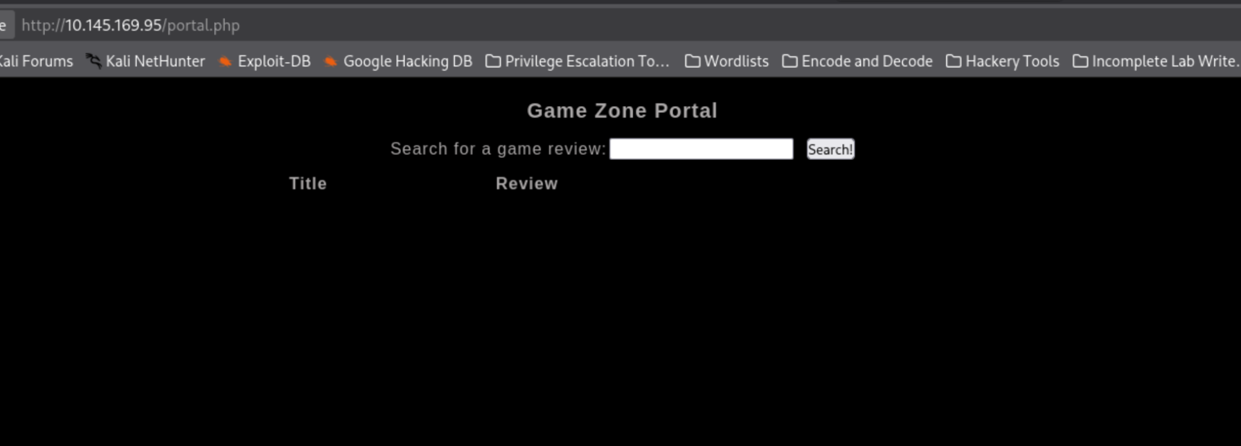portal.php loaded after successful SQLi bypass